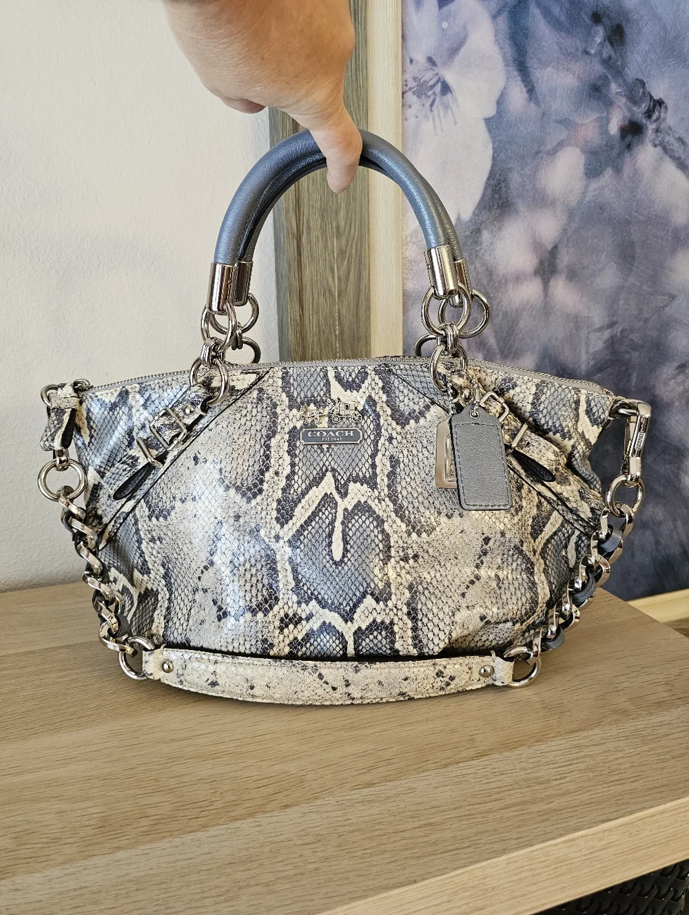COACH Madison Python Sophia Satchel/Shoulder Bag - Picture 3 of 16